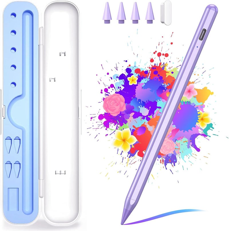 FUWANG Stylus Pen for iPad A16/10th/9th Generation, 10Mins Fast Charge for Apple Pencil&iPad Pen, Compatible with iPad A16/10th/9th/8th/7th/6th/Pro 13''11''M4/12.9 inch/Air 11'' 13'' M3/M2/Mini 6/5, Purple - Image 1